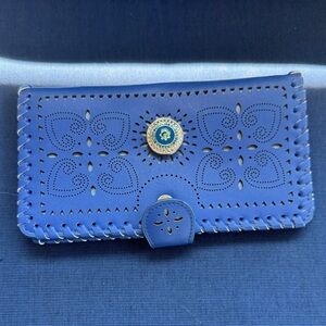 Elegant Blue Laser-Cut Women's Wallet